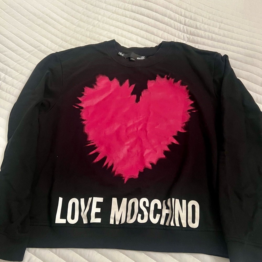Love Moschino Black Sweater with Pink Heart